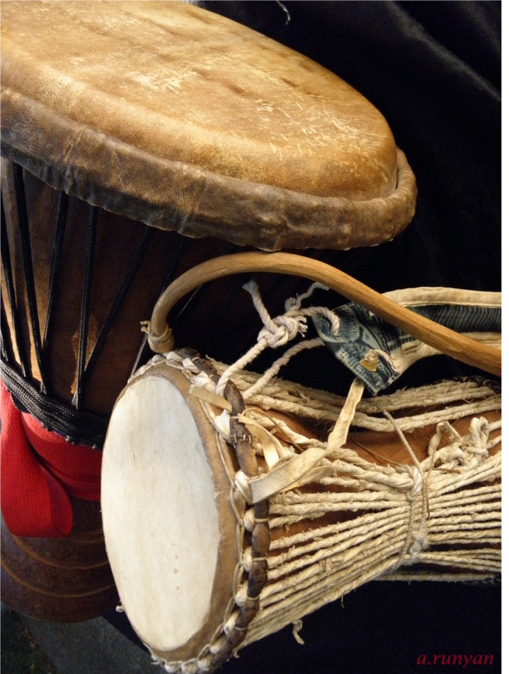 West African drums, djembe and talking drum